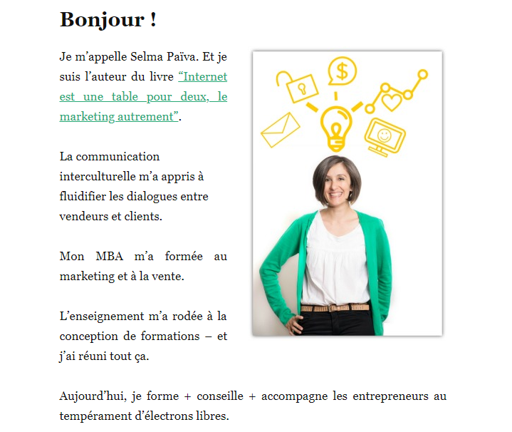 écrire une page à propos