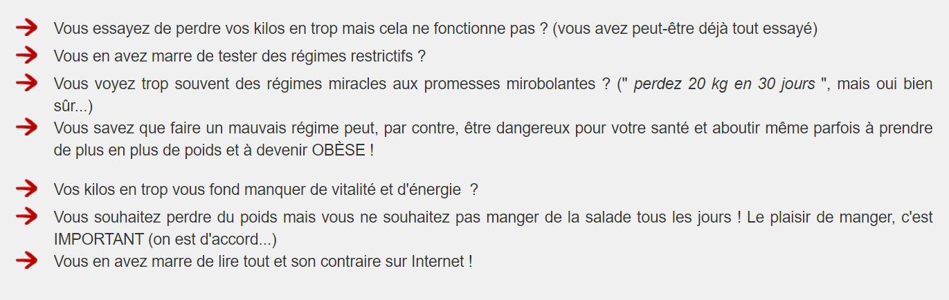 page de vente exemple